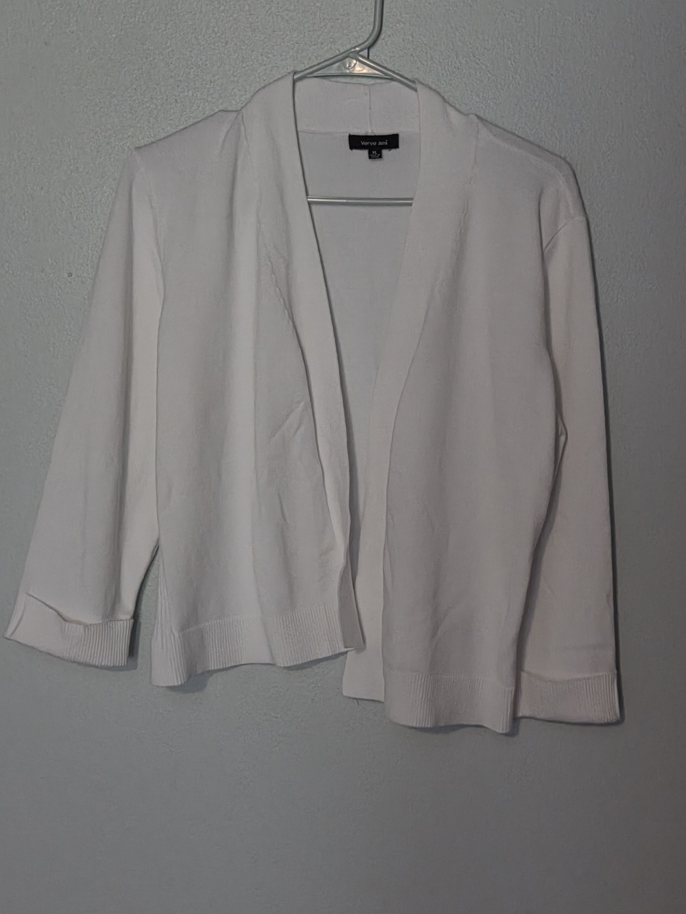 Verve Ami White Open-Front Blazer Cardigan